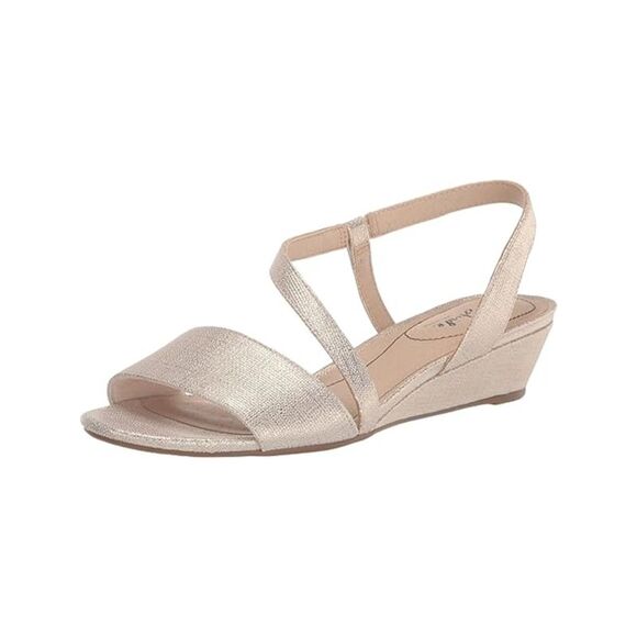 LIFE STRIDE Womens Beige Patterened Yasmine Toe Wedge Slip On Heeled Sandal 11 M - Picture 1 of 1
